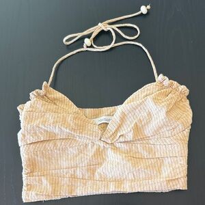 Zara Women's Beige Stripe Halter Crop Top xs